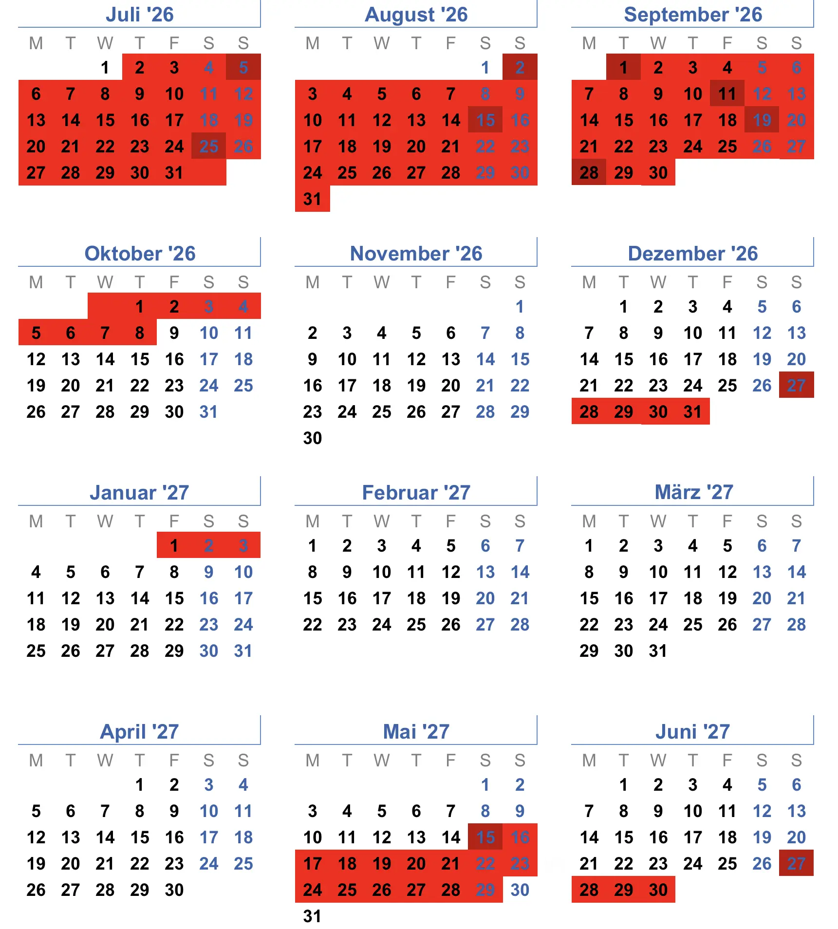 Verfügbarkeitskalender